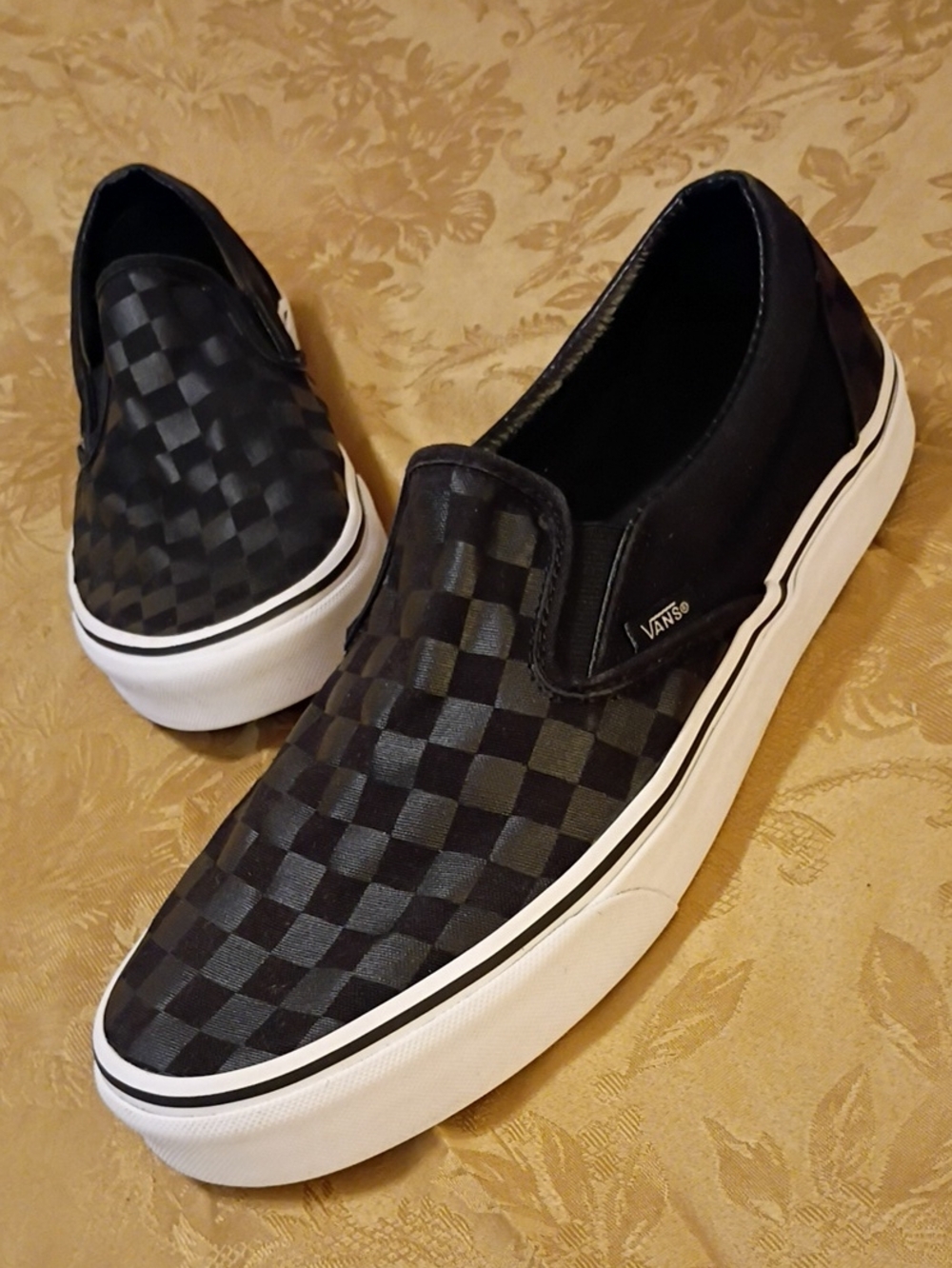 VANS Classic Slip-On Checkerboard Black and Black Men's 10.0 Women's 11.5